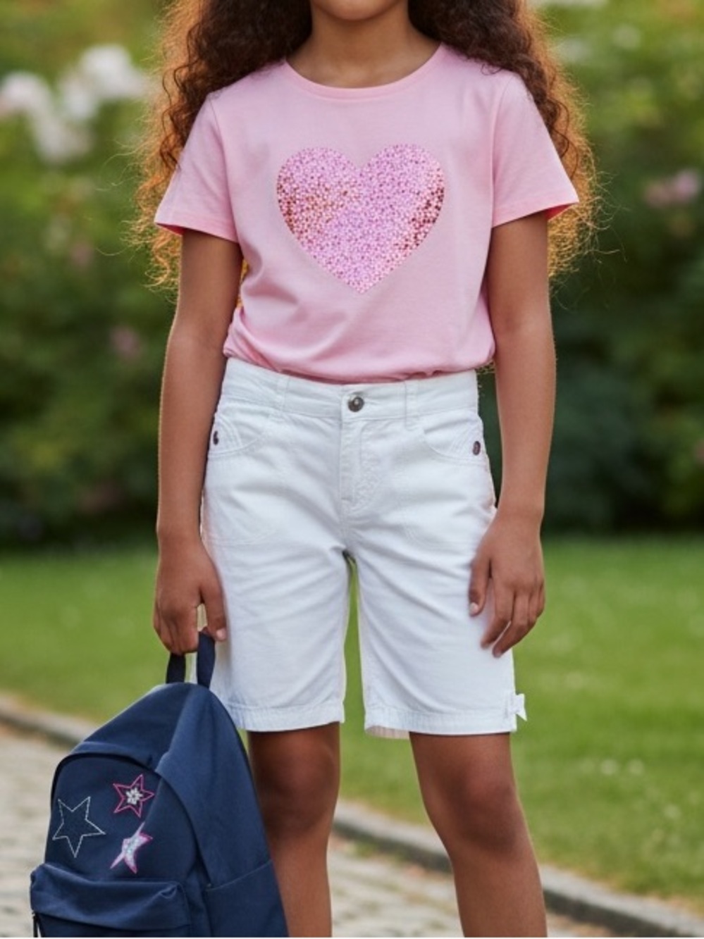 Gymboree White Cotton Adjustable Waist Bermuda Shorts with Side Bows